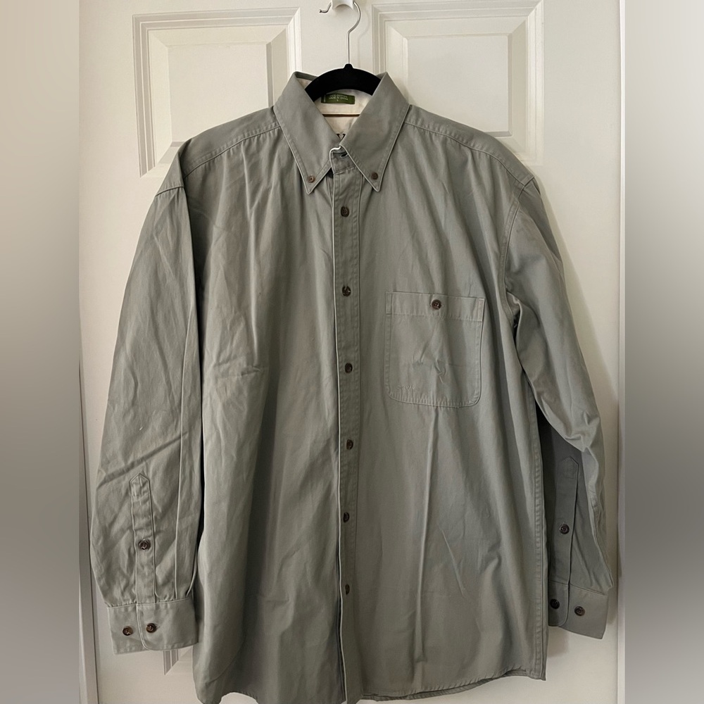 Men’s Orvis Pheasant Cotton Long Sleeve Button Up Shirt L Olive Color hunting